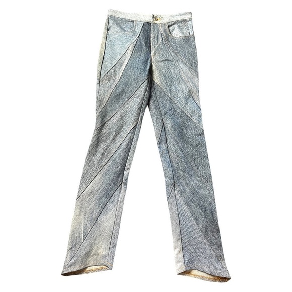 New EB Denim Patchwork Straight Leg Medium Wash Jeans Recycled Revolve XS - Picture 5 of 12